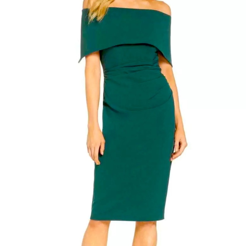 Vince Camuto Womens Dress Green Off Shoulder Dress